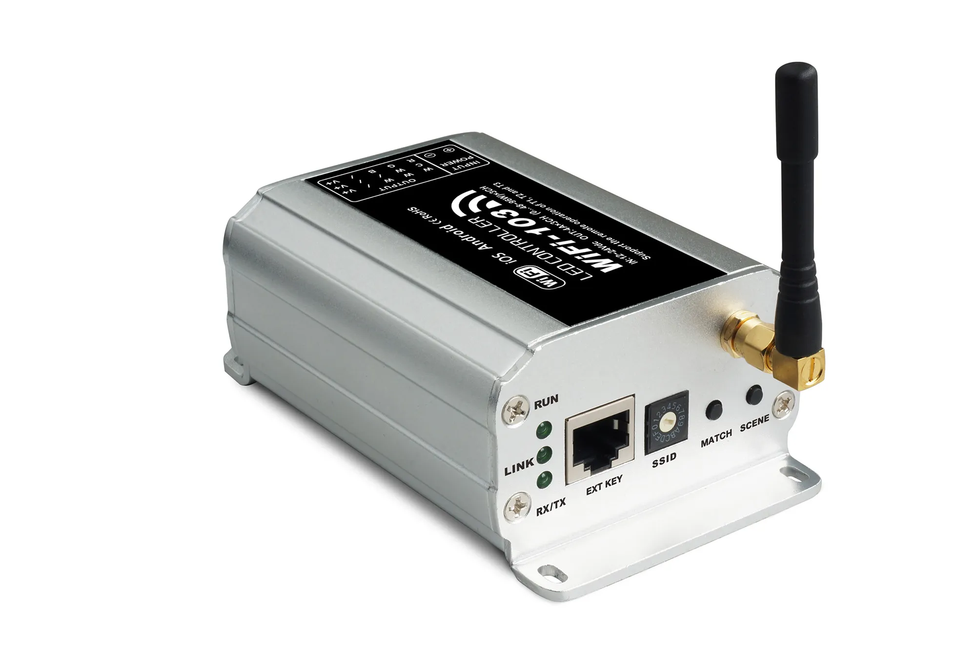 WiFi-103  Wi-Fi Controller 12/24V DC 12A 144/288W;2.4GHz Wi-Fi; 802;11b/g/n Protocol; Single Colour; CT; RGB control; IP44.